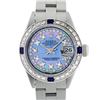 Image 1 : Rolex Ladies Stainless Steel Blue MOP Diamond & Sapphire 18K Gold Bezel Watch