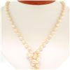 Image 1 : Estate 38" Long 6.5-7mm Natural Pearl Strand Lariat Necklace w/ Dual 14K Tassels