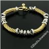 Image 2 : 14kt Yellow Gold Twisted Tube and 14kt White Gold Rolo Link Chain Toggle Bracele