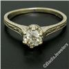 Image 3 : Art Deco Etched 14kt White Gold 0.60 ctw European Diamond Solitaire Engagement R
