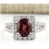 Image 1 : 2.77 CTW Natural Pink Sapphire And Diamond Ring In 14k White Gold