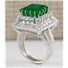Image 3 : 9.50 CTW Natural Emerald And Diamond Ring In 18K White Gold