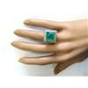 Image 4 : 9.50 CTW Natural Emerald And Diamond Ring In 18K White Gold