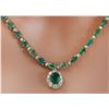 Image 1 : 29.75 CTW Natural Emerald 14K Solid Yellow Gold Diamond Necklace