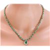 Image 2 : 29.75 CTW Natural Emerald 14K Solid Yellow Gold Diamond Necklace