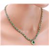 Image 3 : 29.75 CTW Natural Emerald 14K Solid Yellow Gold Diamond Necklace
