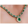 Image 4 : 29.75 CTW Natural Emerald 14K Solid Yellow Gold Diamond Necklace