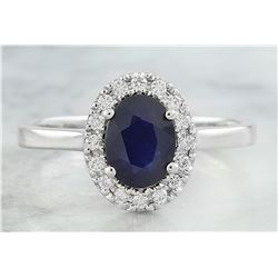 1.48 CTW Sapphire 18K White Gold Diamond Ring