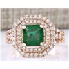 Image 1 : 2.66 CTW Natural Emerald And Diamond Ring In 14k Rose Gold