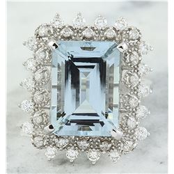 7.67 CTW Aquamarine 14K White Gold Diamond Ring