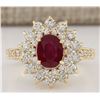 Image 1 : 3.12 CTW Natural Ruby And Diamond Ring In 18K Yellow Gold