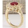 Image 3 : 3.12 CTW Natural Ruby And Diamond Ring In 18K Yellow Gold