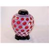 Image 1 : Fenton Cranberry Coin Dot Decorated Rose Jar #1084186