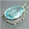 Image 1 : Estate Platinum Aquamarine and Diamond Pendant #1093692
