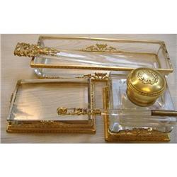 19th Century Glass/Crystal Ormolu Desk Set #1094297