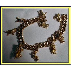 GOLD CHARM BRACELET SNOW WHITE 7 DWARVES DISNEY#1094496