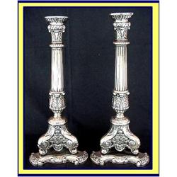 JUDAICA ST SILVER SABBATH CANDLESTICKS C 1800 #1094501