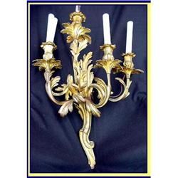 PAIR GILT BRONZE 5 LIGHT SCONCES  LOUIS XV #1094502