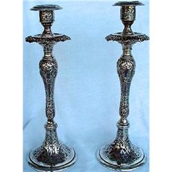 Pr 19C GERMAN SILVER CHINOISERIE CANDLESTICKS #1094503