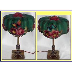 PAIRPOINT PUFFY BLOWN GLASS &BRONZE BASE LAMP #1094513