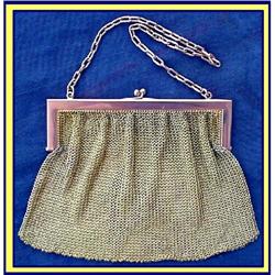 9K GOLD MESH EVENING BAG PURSE VINTAGE MINT #1094518