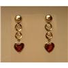 Earings  Diamond  Garnet  Heart 14ct. Art-deco #1107291