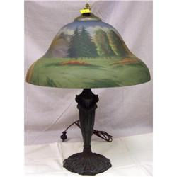 THIS IS A LARGE HAND PAINTED UNDER GLASS LAMP #1107382