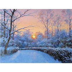 "Sunset in city park" oil by Levin Dmitrij #1107387