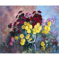 "To chrysanthemum" oil in impressionism style. #1107388