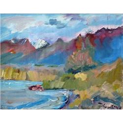 "Issyk Kuyl" oil in impressionism style. #1115490