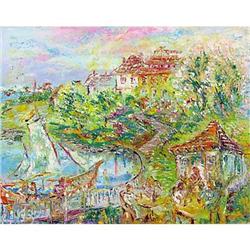 "Summer on Swiss Lake" great impressionism oil #1115498