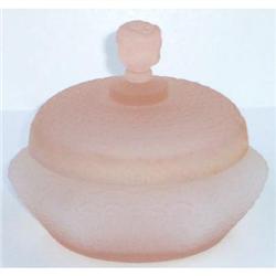Pink Frosted Glass Rose Finial Powder Jar #1142518