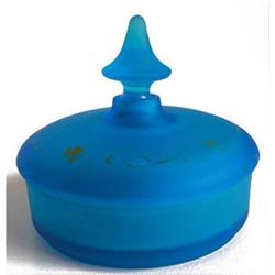 Blue Satin Glass Perfume Bottle and Powder Jar #1142539