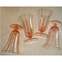 Pink Depression Glass Footed Tumbler Set (4) #1142541