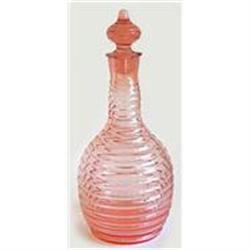 Pink Art Deco Depression Glass Ribbed Decanter #1142624