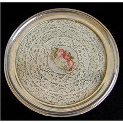 Silver, Glass, Lace w Petit Point, Vanity Tray #1142637