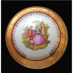 Fragonard Flirt Scene Gold Limoges Dresser Jar #1142645