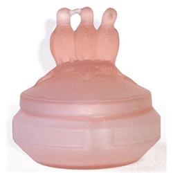  3 BIRDS Pink Satin Glass Figural Powder Jar #1142657