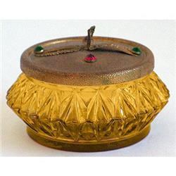 Glass Jewels Brass Depression Glass Powder Jar #1142673