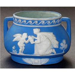  Schafer & Vater Blue Jasperware Cameo Vase #1142680