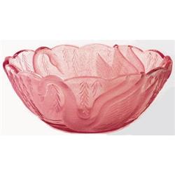 THREE SWANS Pink Art Glass Centerpiece Bowl #1142692