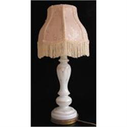 White Cased Glass Gold Moriage, Trim Table Lamp#1142704