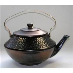 McCoy Black Teapot Cookie Jar w Brass Handle #1142728