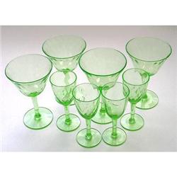 Green Depression Glass Wine Stems and Cordials #1142731