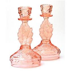 Walther Glass Pink WALTRAUT Candlesticks #1142741