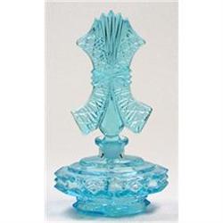 Czech Handmade Aqua Blue Glass Perfume Bottle #1142749