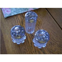 3 Silver Topped Dresser Jars #1143070