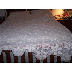 Antique Crocheted Bedspread-68x92" #1143081