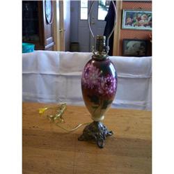 Vintage Hand Painted Lamp-Dahlias? #1143133