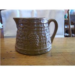 Brown Grape and Basket Weave Crock Pitcher #1143139